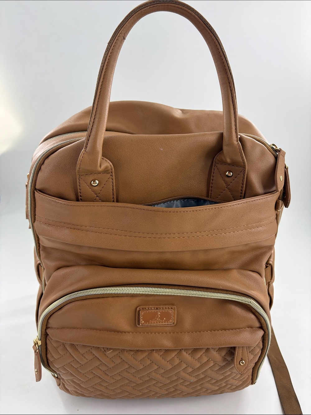 BabbleRoo Vegan Tan Leather Diaper Bag Backpack - Baby